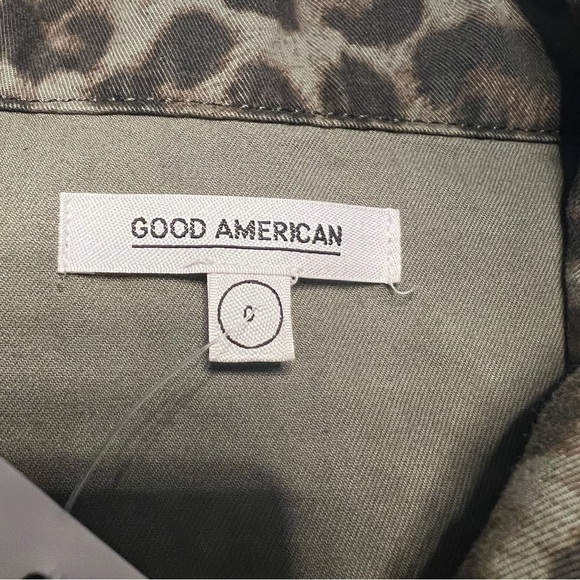 GOOD AMERICAN Leopard Print Cotton Utility Jacket in a Size 0 (XS). NWT - Picture 7 of 9